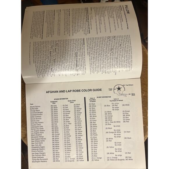 Vintage 1987 Nomis NFL Afghan Lap Robe PIllow Football Crochet Pattern - Picture 3 of 4